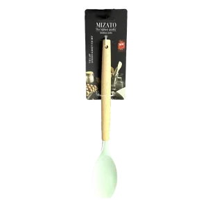 Mizato قاشق دسته چوبی ته گرد سیلیکونی برند